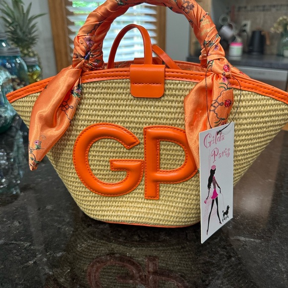 Tan and Orange Shoulder Bag with Woven Design - Picture 7 of 7